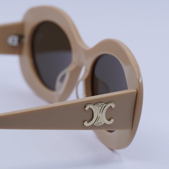 Celine CL40292U 57E Sunglasses Beige Oval Frame, Brown Lenses - Picture 9 of 10